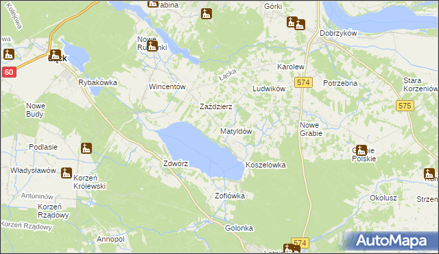 mapa Matyldów gmina Łąck, Matyldów gmina Łąck na mapie Targeo