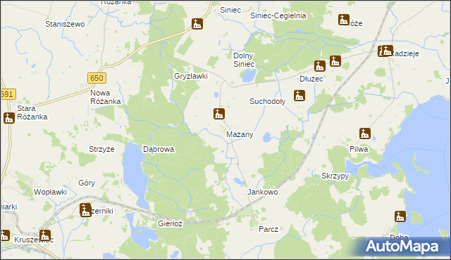 mapa Mażany, Mażany na mapie Targeo