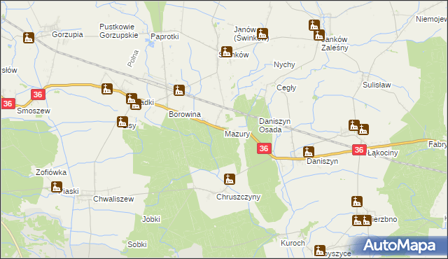 mapa Mazury gmina Ostrów Wielkopolski, Mazury gmina Ostrów Wielkopolski na mapie Targeo