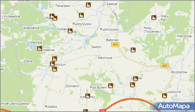 mapa Mechnice gmina Kępno, Mechnice gmina Kępno na mapie Targeo