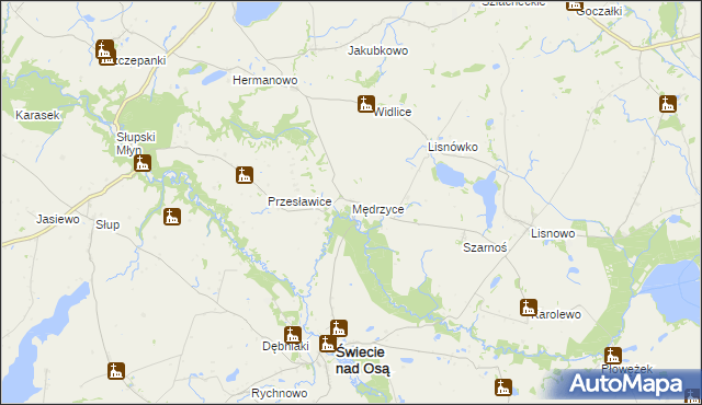 mapa Mędrzyce, Mędrzyce na mapie Targeo
