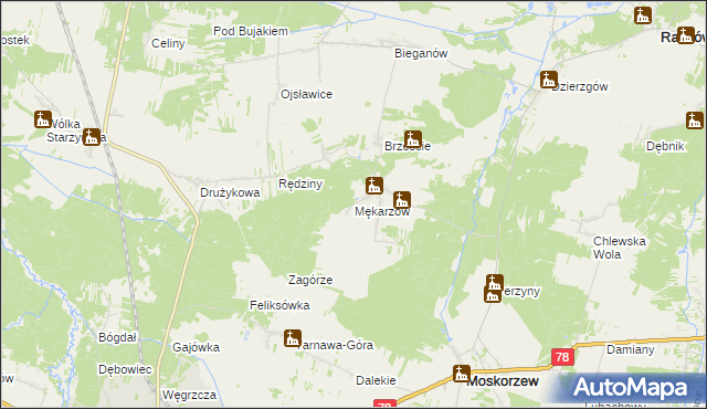 mapa Mękarzów, Mękarzów na mapie Targeo