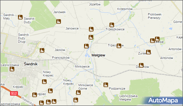 mapa Mełgiew, Mełgiew na mapie Targeo