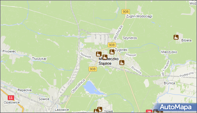 mapa Miasteczko Śląskie, Miasteczko Śląskie na mapie Targeo