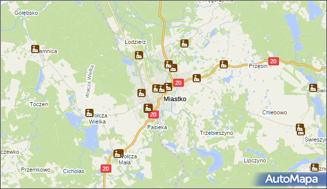 mapa Miastko powiat bytowski, Miastko powiat bytowski na mapie Targeo