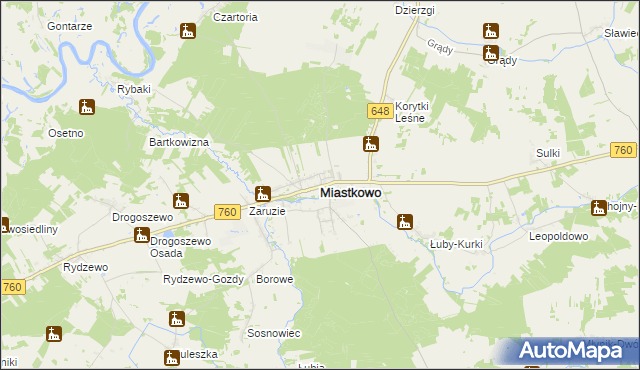 mapa Miastkowo, Miastkowo na mapie Targeo