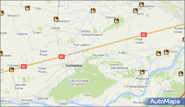 mapa Michalin gmina Somianka, Michalin gmina Somianka na mapie Targeo