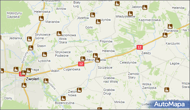 mapa Michalin gmina Zwoleń, Michalin gmina Zwoleń na mapie Targeo