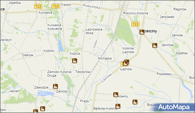 mapa Michałów gmina Rokiciny, Michałów gmina Rokiciny na mapie Targeo