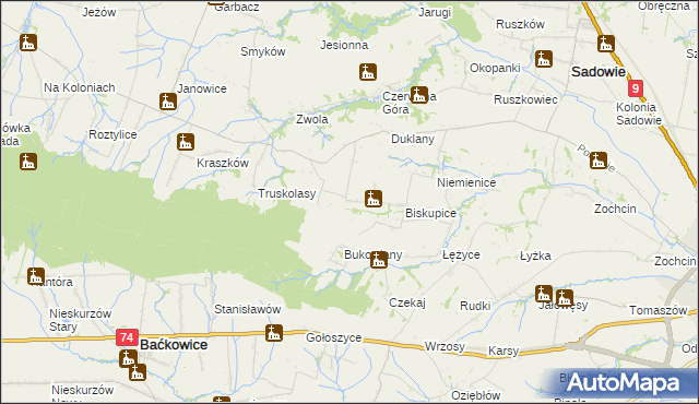 mapa Michałów gmina Sadowie, Michałów gmina Sadowie na mapie Targeo