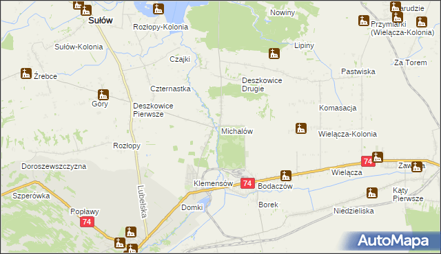 mapa Michalów gmina Sułów, Michalów gmina Sułów na mapie Targeo