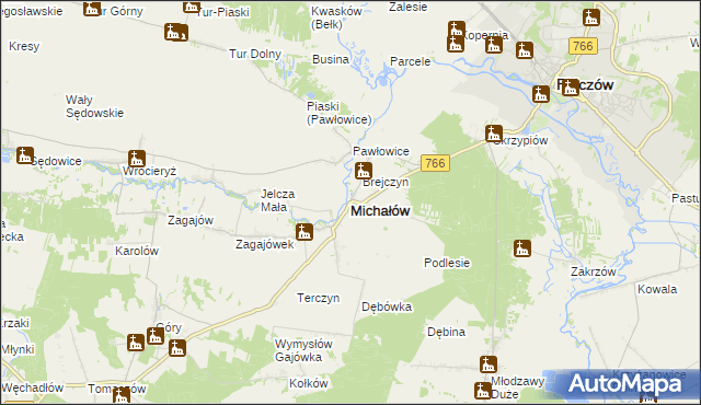 mapa Michałów powiat pińczowski, Michałów powiat pińczowski na mapie Targeo