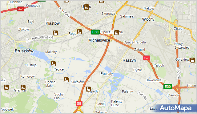 mapa Michałowice-Wieś, Michałowice-Wieś na mapie Targeo