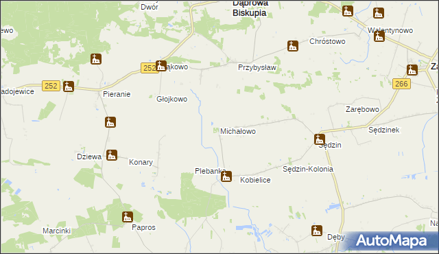 mapa Michałowo gmina Zakrzewo, Michałowo gmina Zakrzewo na mapie Targeo