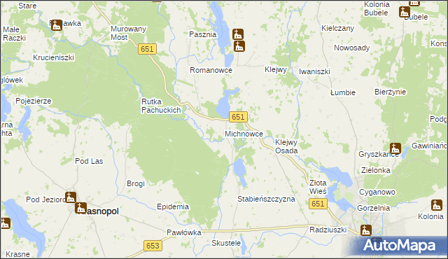 mapa Michnowce, Michnowce na mapie Targeo