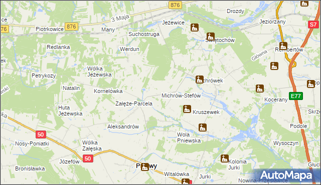 mapa Michrów-Stefów gmina Pniewy, Michrów-Stefów gmina Pniewy na mapie Targeo