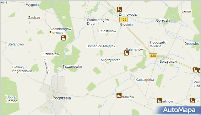 mapa Międzyborze gmina Pogorzela, Międzyborze gmina Pogorzela na mapie Targeo