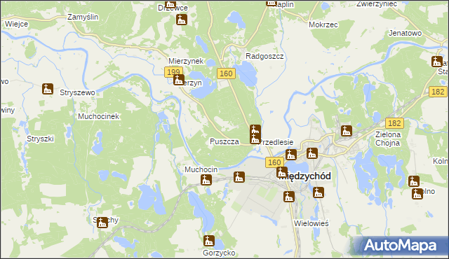 mapa Międzychód powiat międzychodzki, Międzychód powiat międzychodzki na mapie Targeo