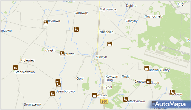 mapa Mielżyn, Mielżyn na mapie Targeo