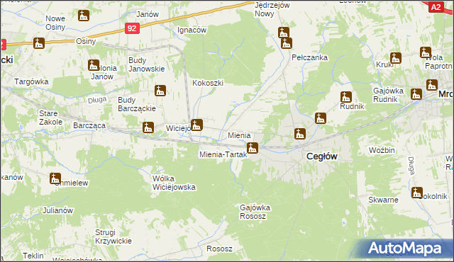 mapa Mienia, Mienia na mapie Targeo