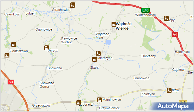 mapa Mierczyce, Mierczyce na mapie Targeo