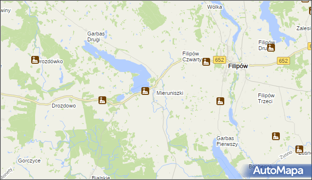 mapa Mieruniszki, Mieruniszki na mapie Targeo