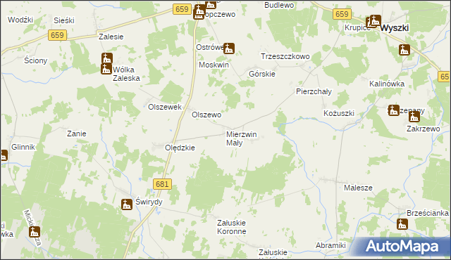 mapa Mierzwin Mały, Mierzwin Mały na mapie Targeo