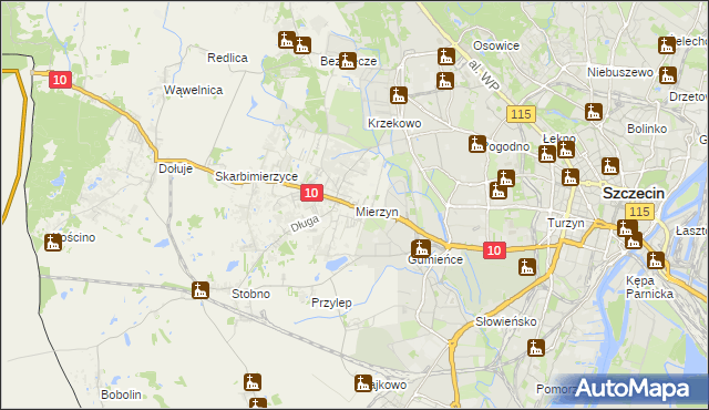 mapa Mierzyn gmina Dobra (Szczecińska), Mierzyn gmina Dobra (Szczecińska) na mapie Targeo