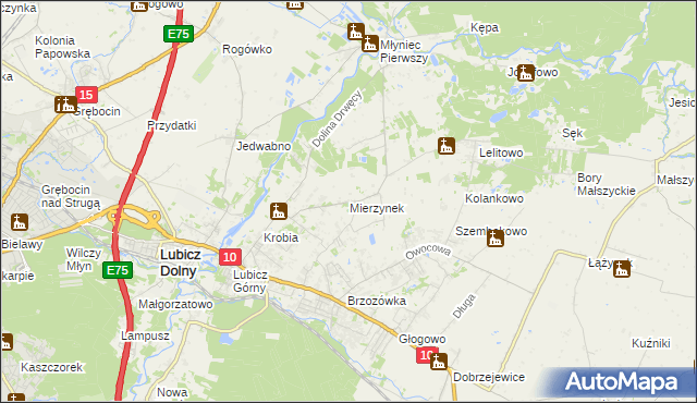 mapa Mierzynek gmina Lubicz, Mierzynek gmina Lubicz na mapie Targeo