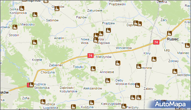 mapa Mierzynów, Mierzynów na mapie Targeo