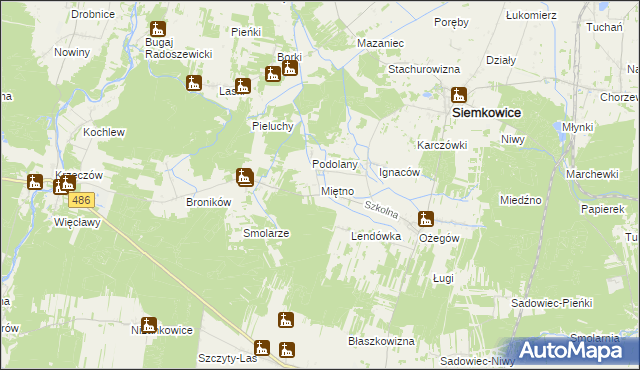 mapa Miętno gmina Siemkowice, Miętno gmina Siemkowice na mapie Targeo