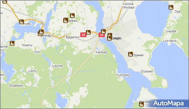 mapa Mikołajki powiat mrągowski, Mikołajki powiat mrągowski na mapie Targeo