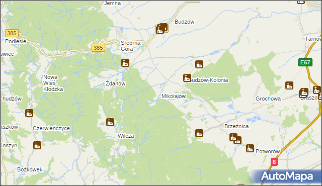 mapa Mikołajów gmina Stoszowice, Mikołajów gmina Stoszowice na mapie Targeo