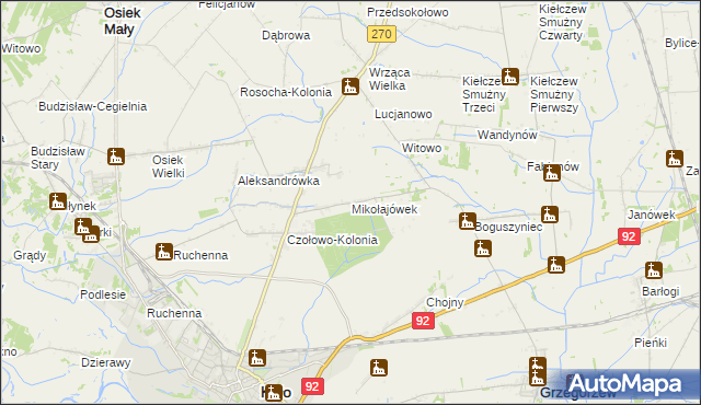 mapa Mikołajówek gmina Koło, Mikołajówek gmina Koło na mapie Targeo