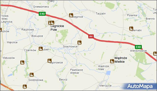 mapa Mikołajowice gmina Legnickie Pole, Mikołajowice gmina Legnickie Pole na mapie Targeo