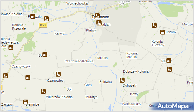 mapa Mikulin gmina Tyszowce, Mikulin gmina Tyszowce na mapie Targeo