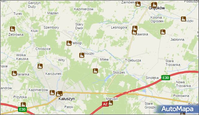 mapa Milew, Milew na mapie Targeo