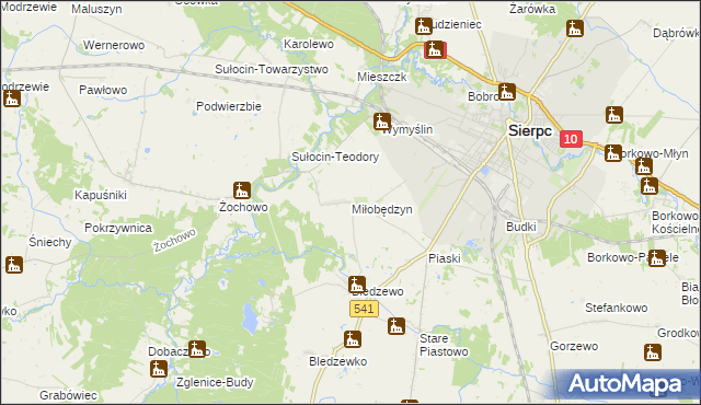 mapa Miłobędzyn, Miłobędzyn na mapie Targeo