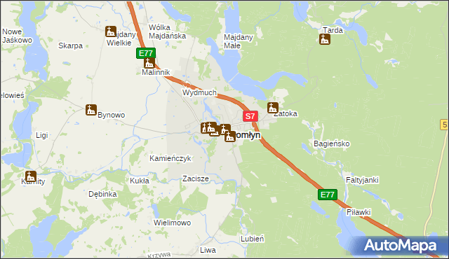 mapa Miłomłyn, Miłomłyn na mapie Targeo