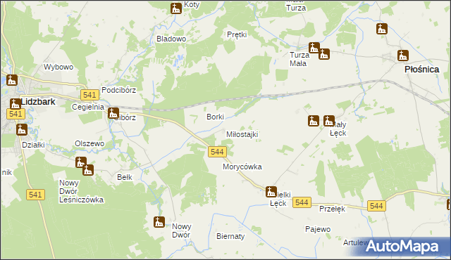 mapa Miłostajki, Miłostajki na mapie Targeo