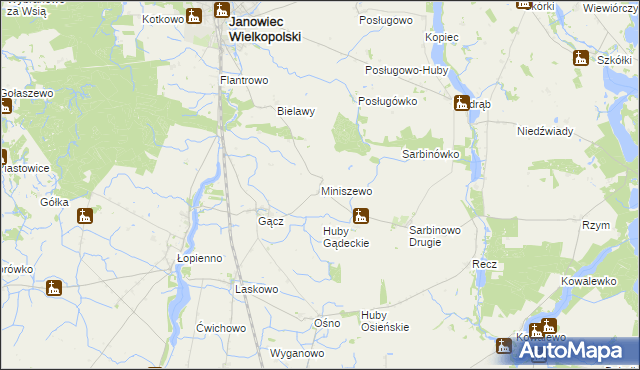 mapa Miniszewo, Miniszewo na mapie Targeo