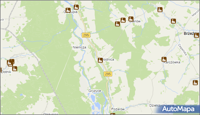 mapa Miodnica, Miodnica na mapie Targeo