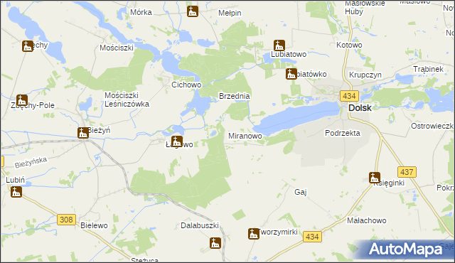 mapa Miranowo, Miranowo na mapie Targeo