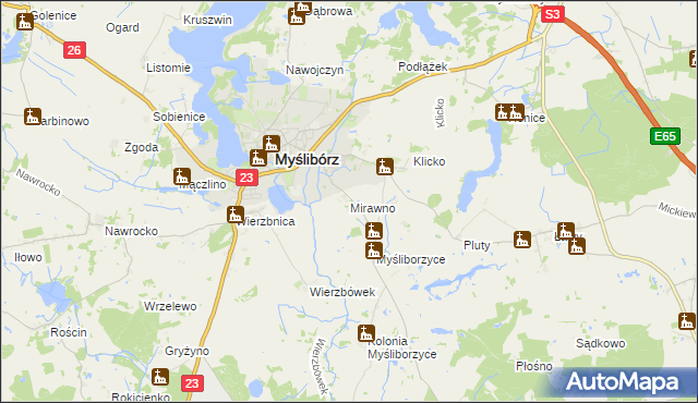 mapa Mirawno, Mirawno na mapie Targeo