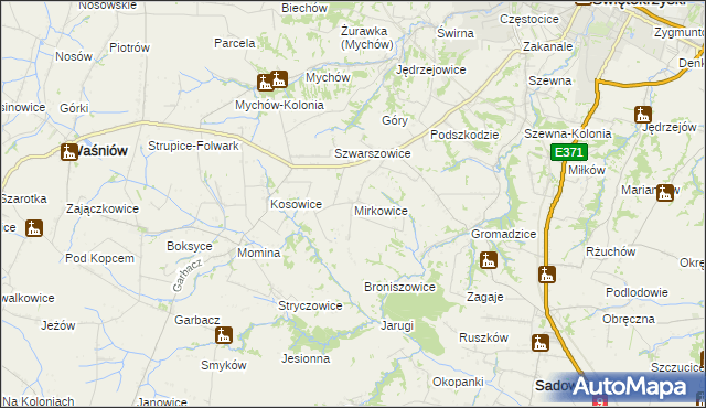 mapa Mirkowice gmina Bodzechów, Mirkowice gmina Bodzechów na mapie Targeo