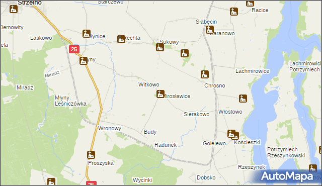 mapa Mirosławice gmina Strzelno, Mirosławice gmina Strzelno na mapie Targeo