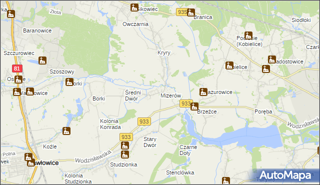 mapa Mizerów, Mizerów na mapie Targeo