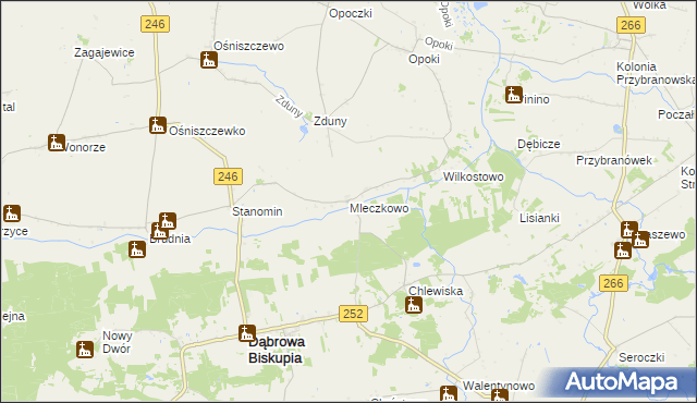 mapa Mleczkowo gmina Dąbrowa Biskupia, Mleczkowo gmina Dąbrowa Biskupia na mapie Targeo