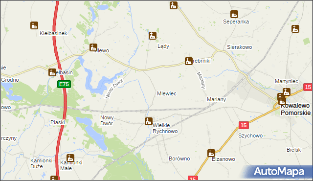 mapa Mlewiec, Mlewiec na mapie Targeo