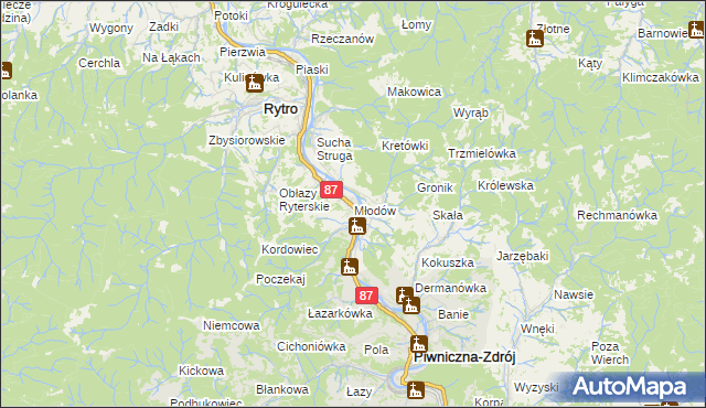 mapa Młodów gmina Piwniczna-Zdrój, Młodów gmina Piwniczna-Zdrój na mapie Targeo